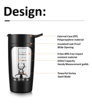 Load image into Gallery viewer, 650ml Rechargeable Electric Vortex Portable Protein Powder Shaker
